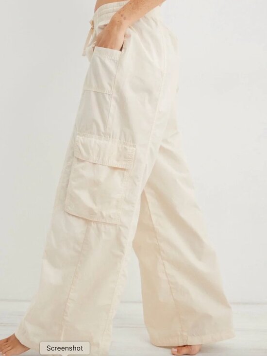 aerie Pants - Aerie XL Oversized Womens Ivory Drawstring High Waisted Go For It Baggy Pull On